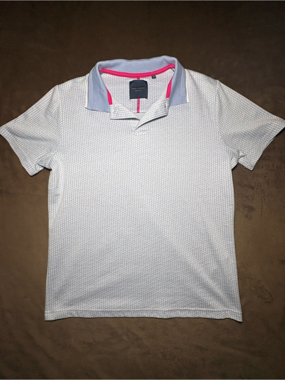 Guide London Premium Gray Patterned Polo Shirt – Size Medium
